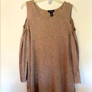 Cold-Shoulder Sequined Top